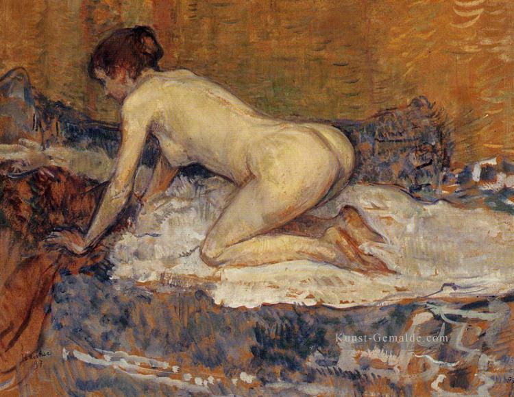hockend Frau mit roten Haaren 1897 Toulouse Lautrec Henri de Nacktheit Impressionismus Ölgemälde